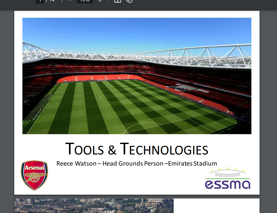 Pitch management at Arsenal FC, by Reece Watson