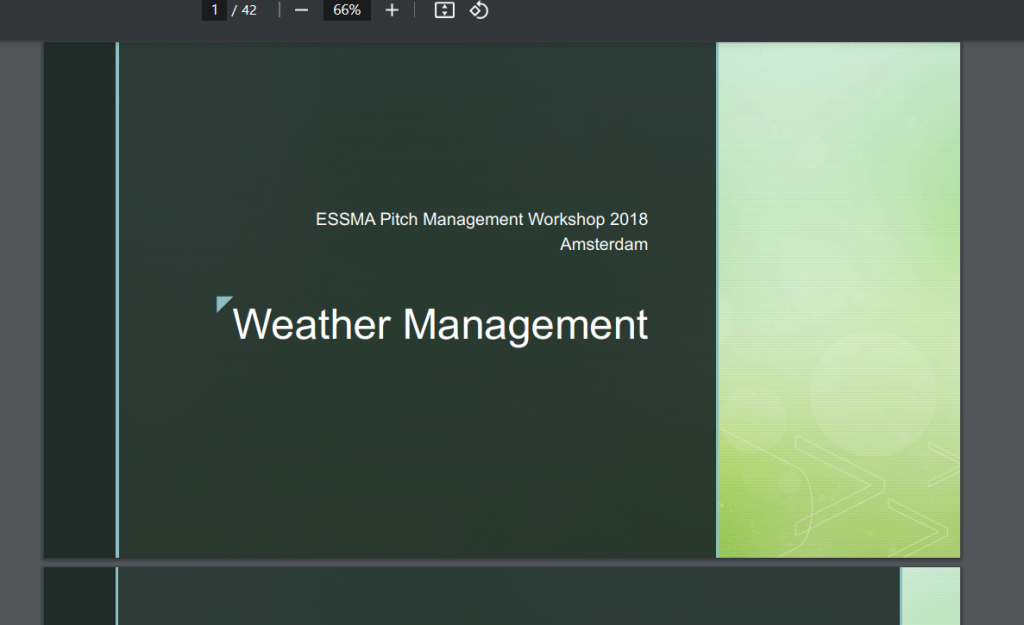 2018 ESSMA Pitch Management Workshop – SV Werder Bremen,