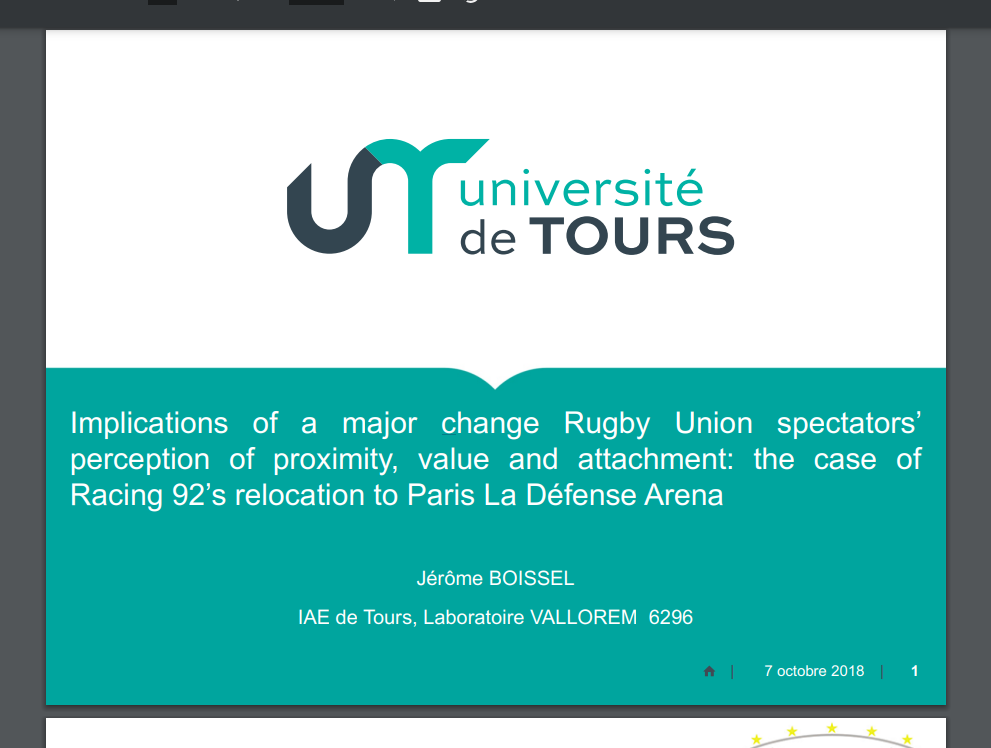 2018 ESSMA Fan Experience Workshop – Université de Tours, jérôme Boissel