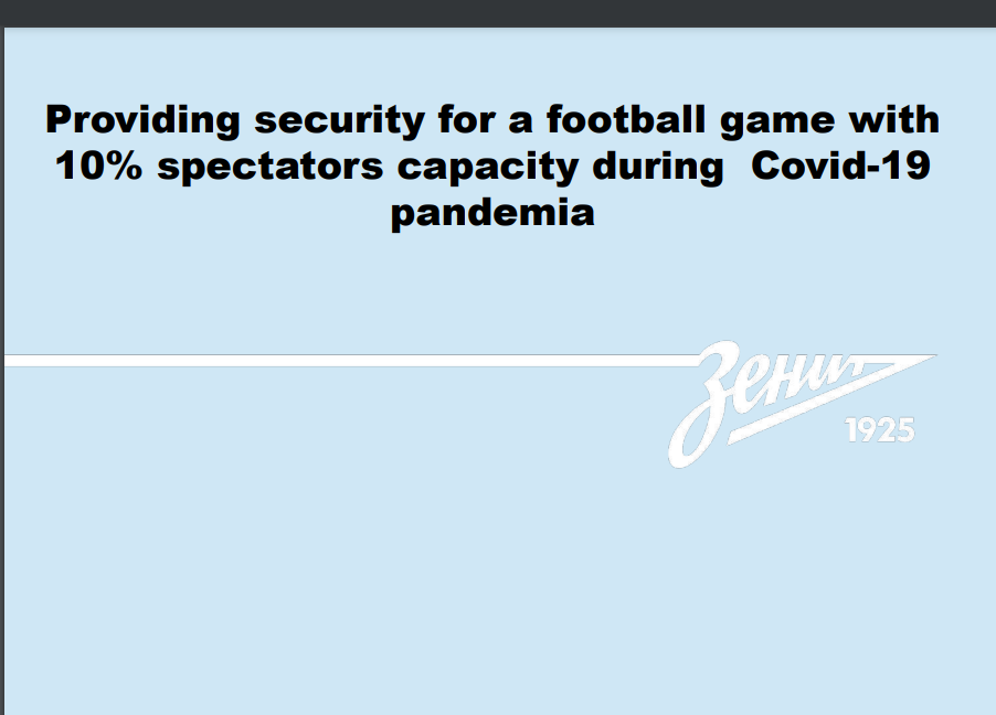 Safety & Security a limited capacity – Zenit FC