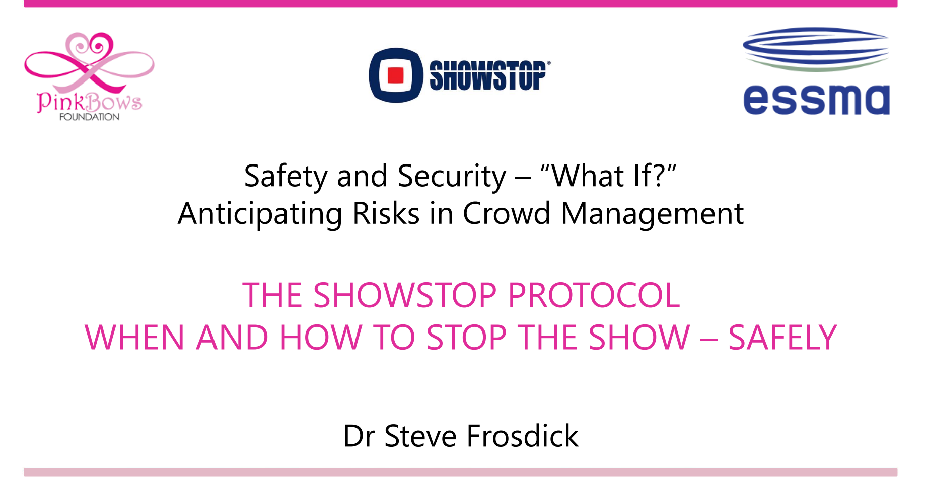 ESSMA Summit 2025: The Showstop Protocol – When and how to stop the show safely (Dr. Steve Frosdick)