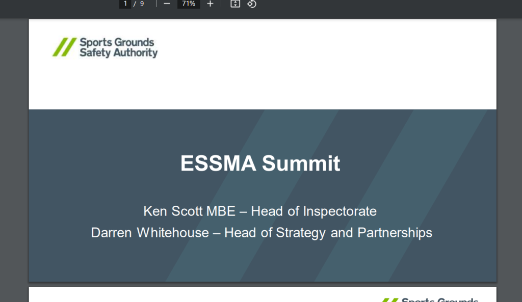 2022 ESSMA Summit Marseille – Sports Grounds Safety Autority, Ken Scott & Darren Whitehouse